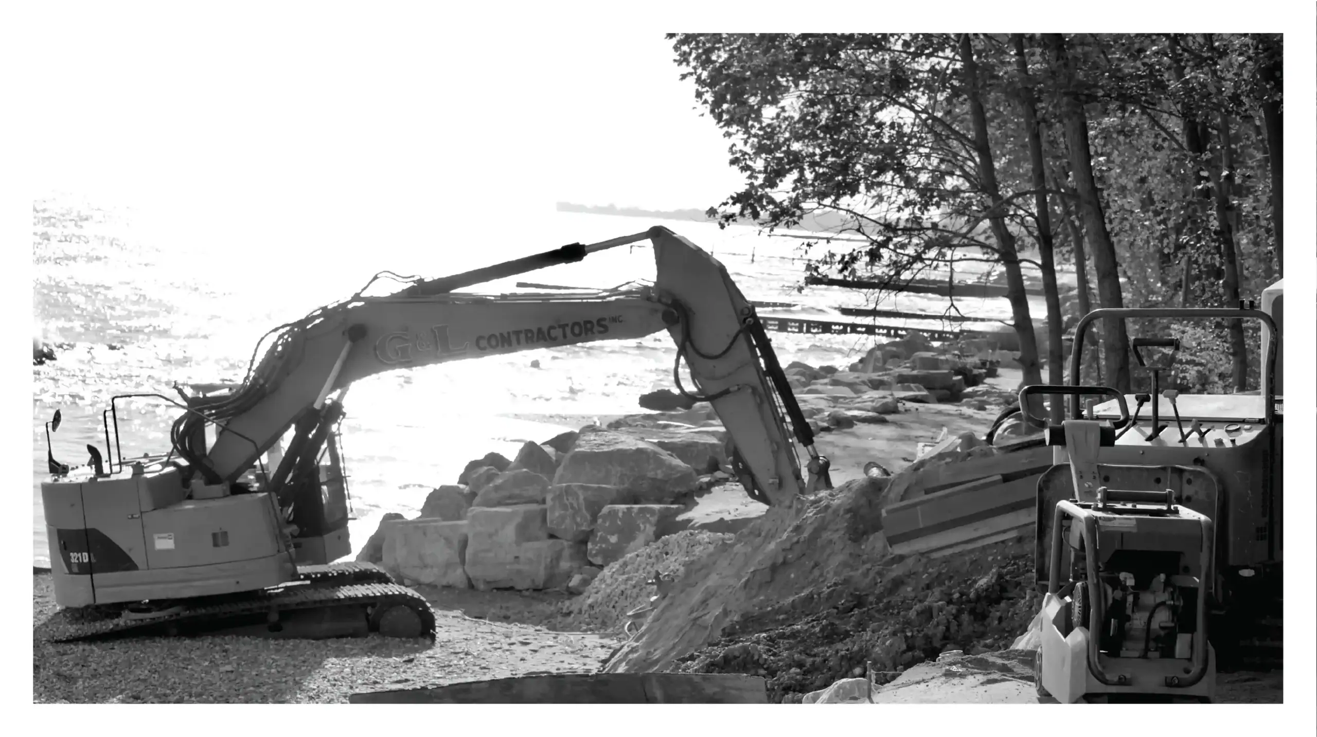 Waterfront rock and shoreline construction work